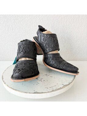 Lane Boots Robin Mule Black Cowboy Boots Cowgirl Western Short Ankle Size 9.5